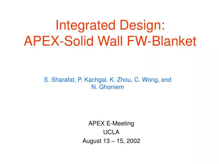 integrated design apex solid wall fw blanket