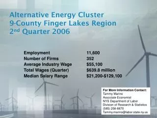 Alternative Energy Cluster 9-County Finger Lakes Region 2 nd Quarter 2006