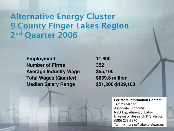 alternative energy cluster 9 county finger lakes region 2 nd quarter 2006