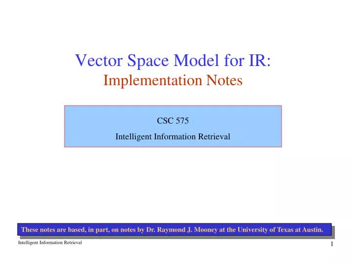 vector space model for ir implementation notes