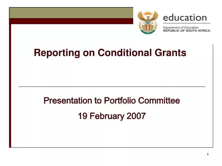 reporting on conditional grants