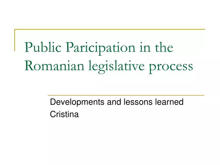 public paricipation in the romanian legislative process