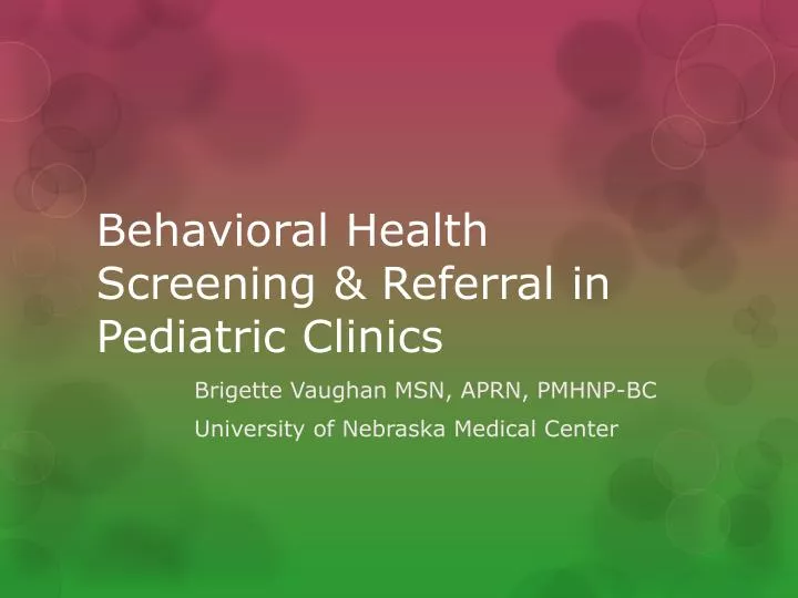 behavioral health screening referral in pediatric clinics