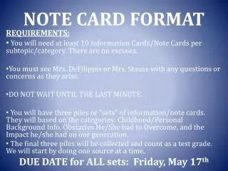 NOTE CARD FORMAT