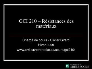 GCI 210 – Résistances des matériaux