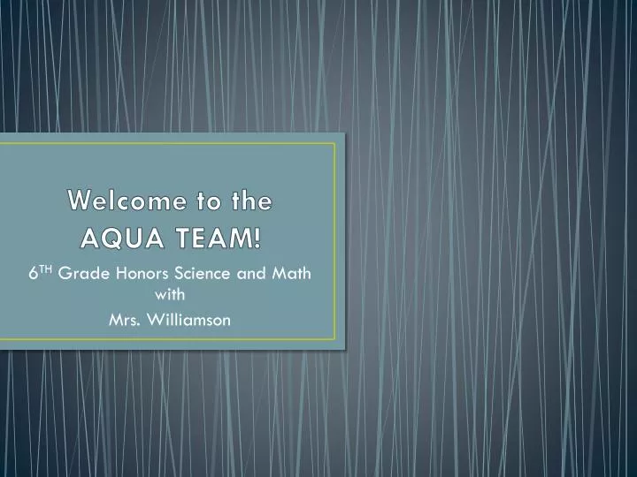 welcome to the aqua team