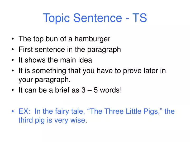 topic sentence ts