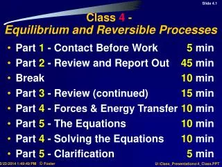 Class 4 - Equilibrium and Reversible Processes