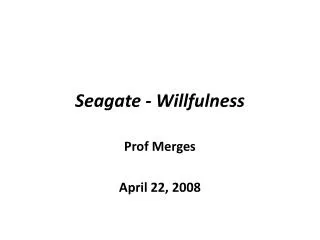 Seagate - Willfulness