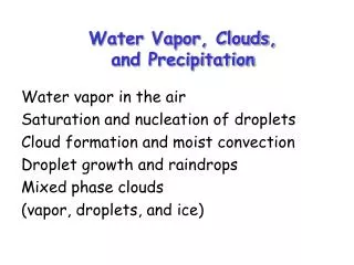 Water Vapor, Clouds, and Precipitation