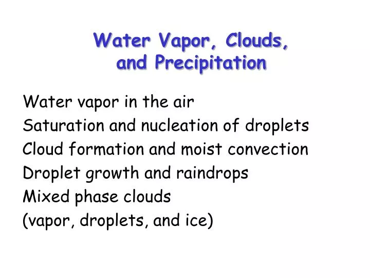 water vapor clouds and precipitation