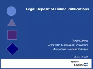 Legal Deposit of Online Publications
