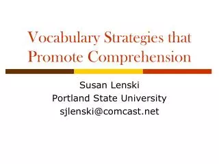 Vocabulary Strategies that Promote Comprehension