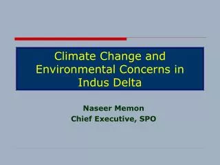 Climate Change and Environmental Concerns in Indus Delta
