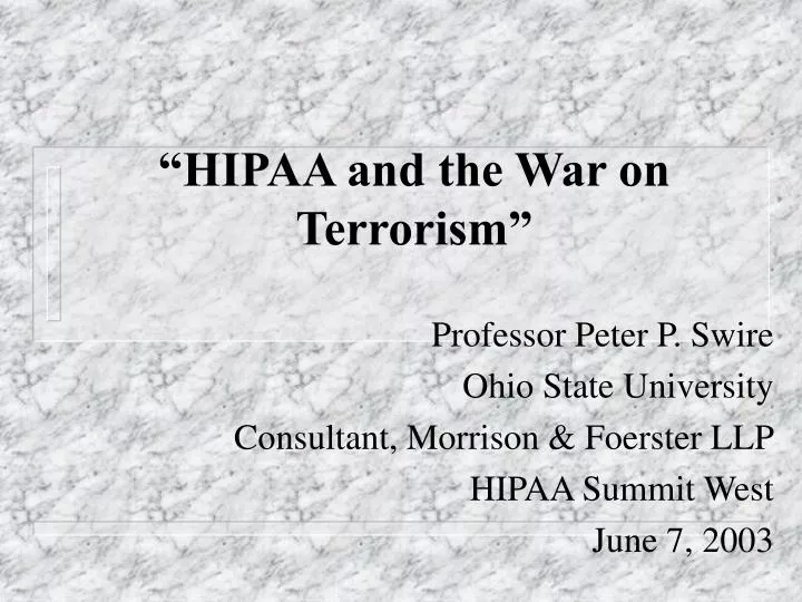 hipaa and the war on terrorism
