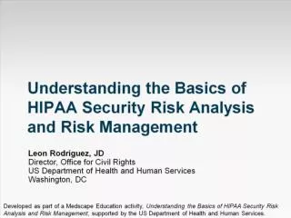 Understanding the Basics of HIPAA Security Risk Analysis and Risk Management