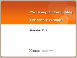 WebDewey Number Building Life science examples