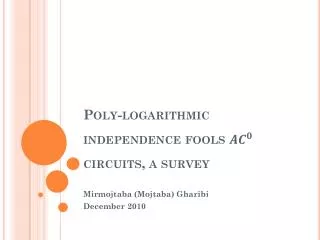 Poly-logarithmic independence fools circuits, a survey