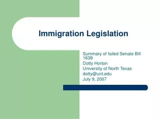 Immigration Legislation