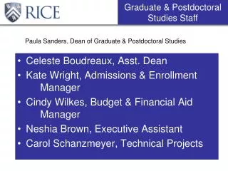 Paula Sanders, Dean of Graduate &amp; Postdoctoral Studies