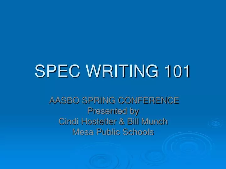 spec writing 101