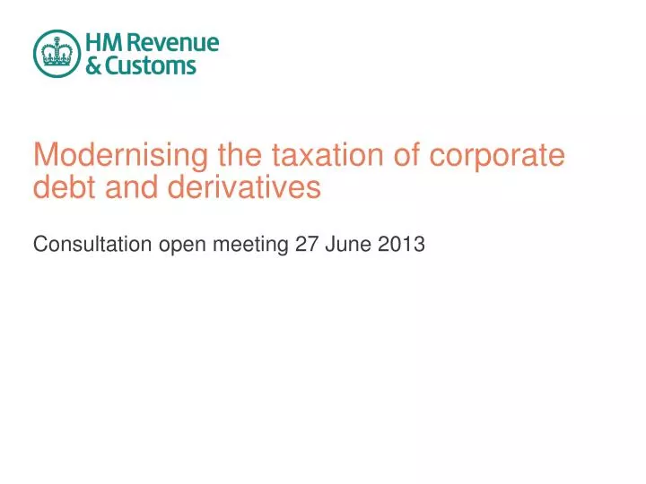 modernising the taxation of corporate debt and derivatives