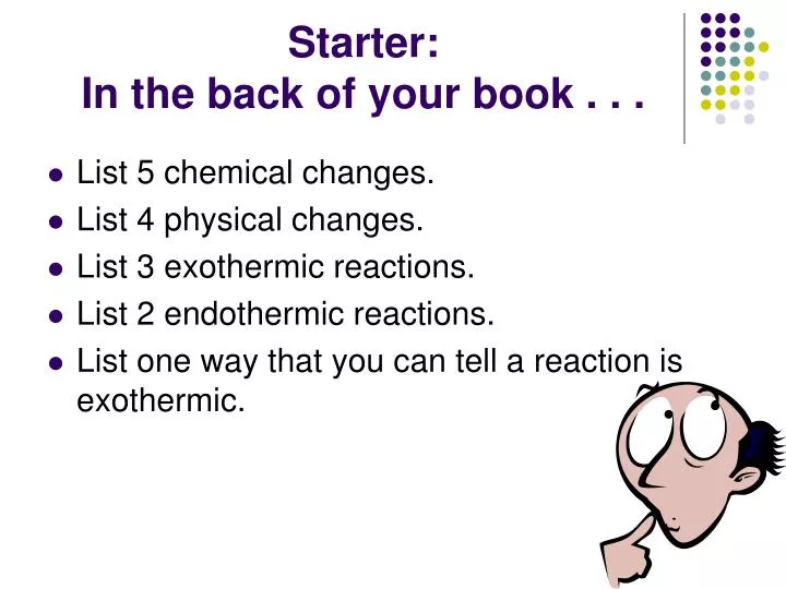 starter in the back of your book