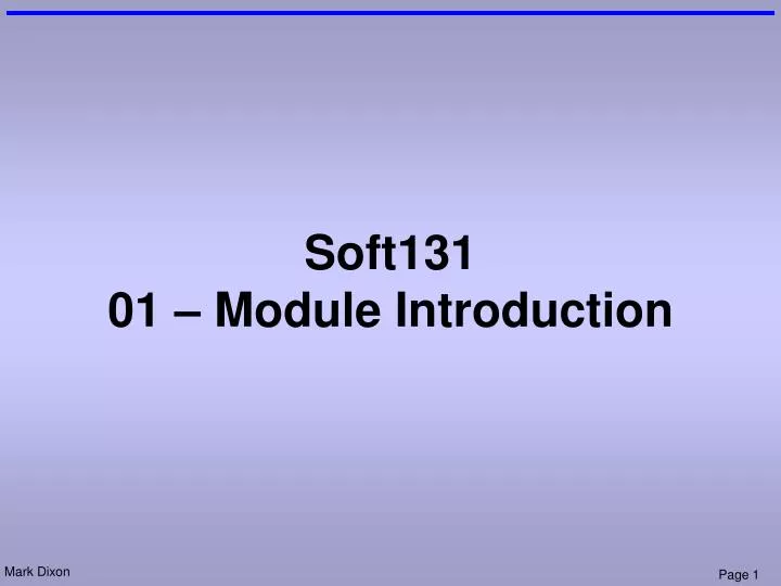 soft131 01 module introduction