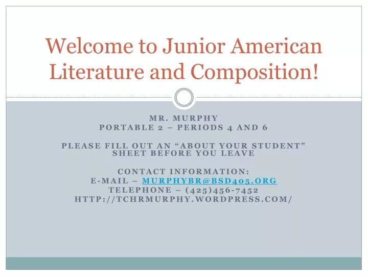 welcome to junior american literature and composition