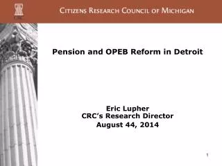 Pension and OPEB Reform in Detroit