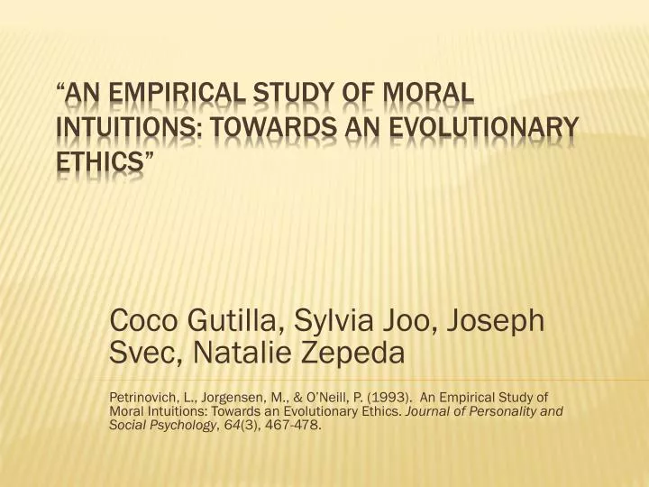 an empirical study of moral intuitions towards an evolutionary ethics