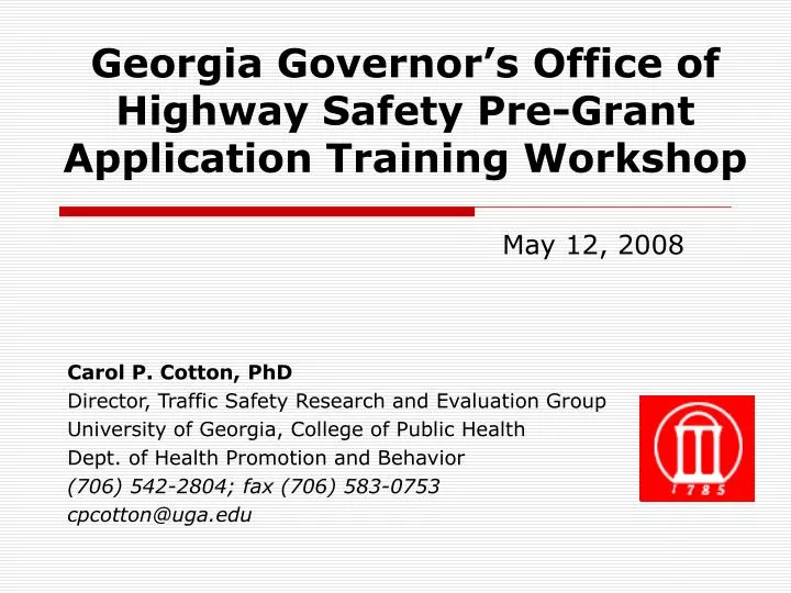 georgia governor s office of highway safety pre grant application training workshop