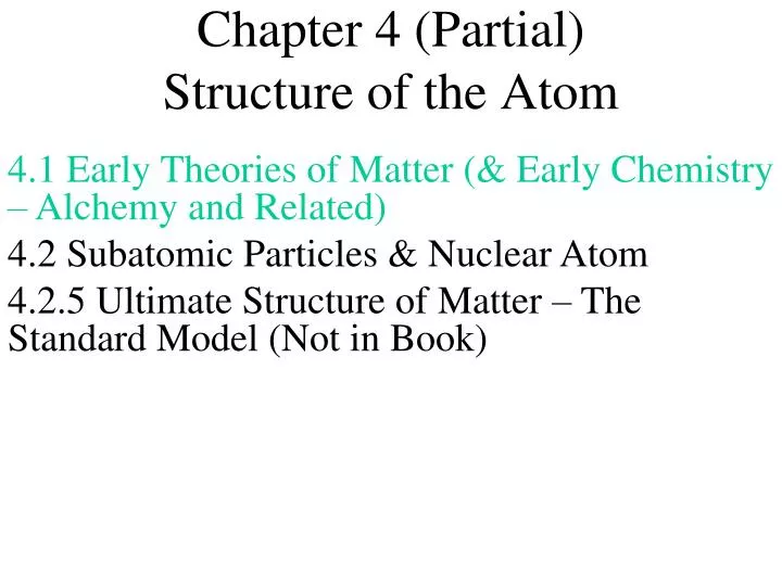 chapter 4 partial structure of the atom