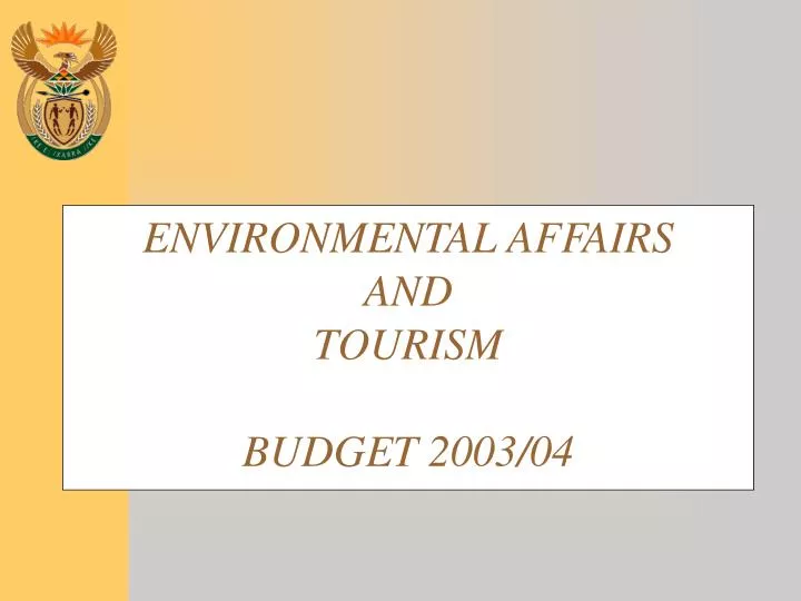 environmental affairs and tourism budget 2003 04