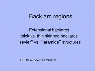 Back arc regions