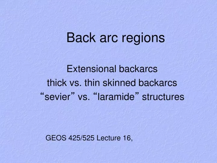 back arc regions