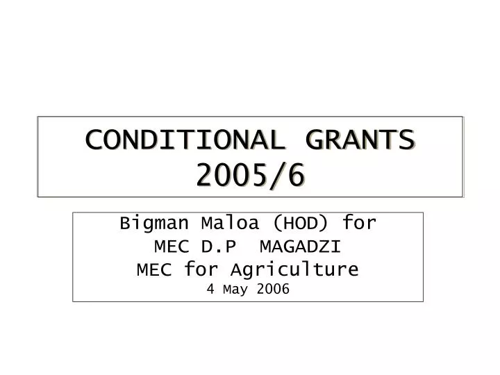 bigman maloa hod for mec d p magadzi mec for agriculture 4 may 2006