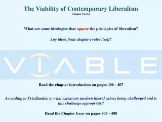 The Viability of Contemporary Liberalism Chapter Twelve