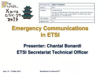 Emergency Communications in ETSI