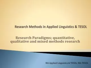 Research Methods in Applied Linguistics &amp; TESOL