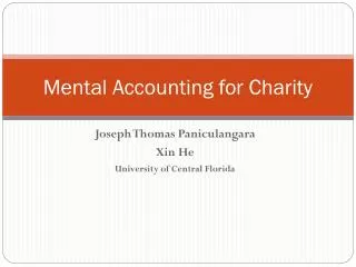 Mental Accounting for Charity