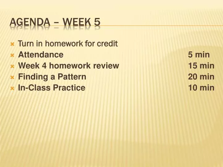 agenda week 5