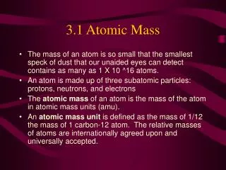 3.1 Atomic Mass
