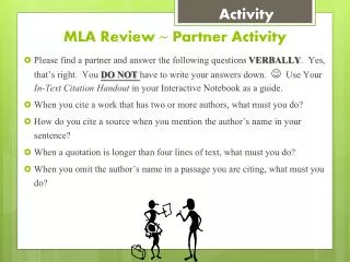 MLA Review ~ Partner Activity