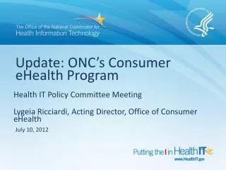 Update: ONC’s Consumer eHealth Program