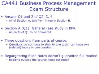 CA441 Business Process Management Exam Structure