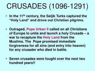 CRUSADES (1096-1291)