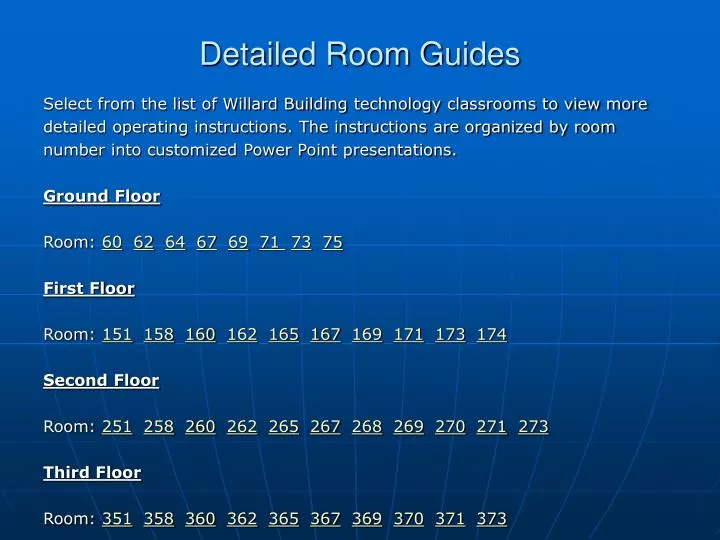 detailed room guides