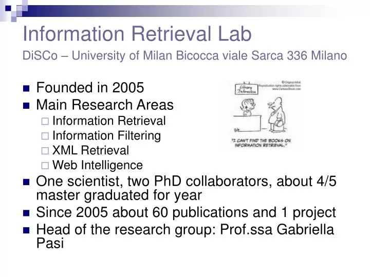 information retrieval lab disco university of milan bicocca viale sarca 336 milano