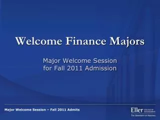 Welcome Finance Majors